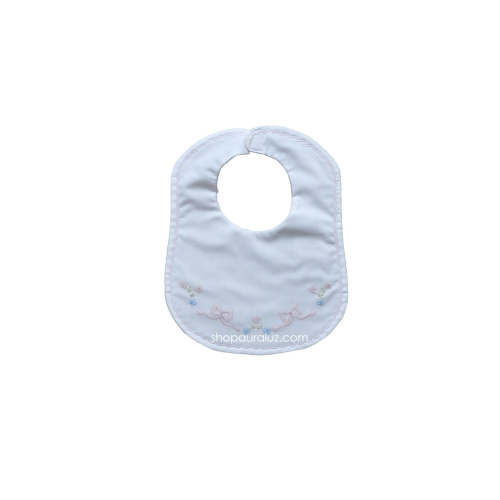 Auraluz Bib..White w/pink scallop stitching and embroidered bows – AURALUZ