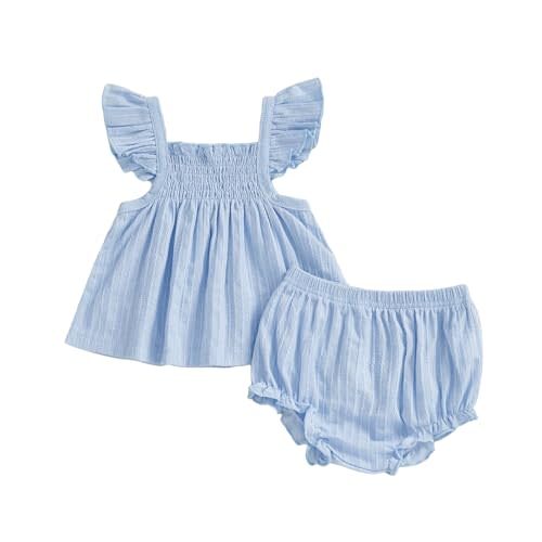Baby Girl Summer Clothes Ruffle Tops Dress Shorts Floral Outfit Toddler Shrit Bloomers Princess Playwear Clothing