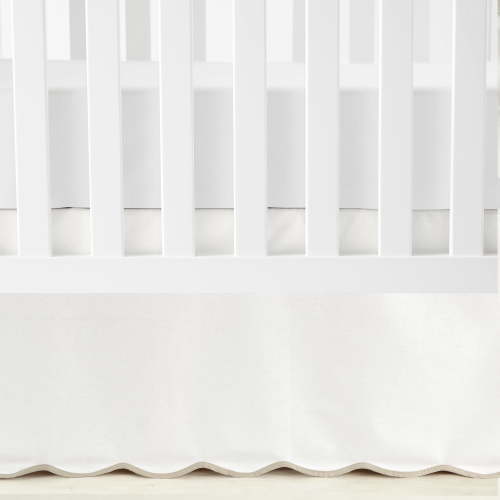 Lush Decor Coastal Chic Scalloped Edge Baby Crib Skirt Single 28" W x 52" L + 16" Drop Neutral - Scalloped Crib Skirt - Gender Neutral Nursery Decor - White Crib Skirt