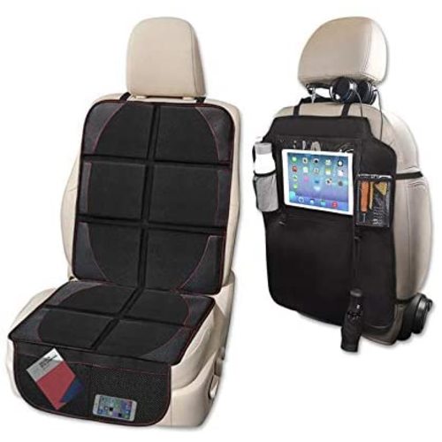Car Seat Protector and Kick Mat Car Seat Organizer, Whew Waterproof Padding Protector for Baby Convertible Car Seat with Backseat Organizer (Car Seat Protector + Kick Mat)