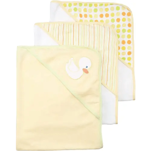 Spasilk Hooded Towel Set for Newborn Boys and Girls, Soft Terry Towel Set, Pack of 3, Yellow Duck