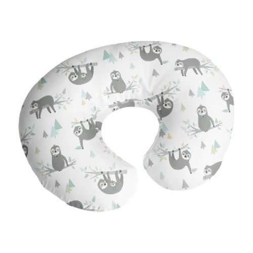 Sweet Jojo Designs Gender Neutral Support Nursing Pillow Cover Sloth Blue Grey and White