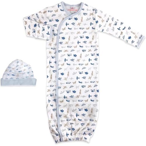 Magnetic Me Organic Cotton Newborn Sleeper Gown & Hat Set | Super Soft Organic Cotton Fabric Sleep Sack | Airplanes | 0-3 Months