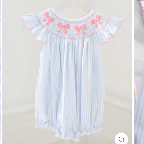 Eleanor Bella Bow Smocked Bubble