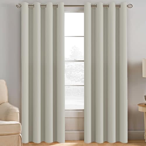 H.VERSAILTEX Room Darkening Curtain Thermal Insulated Curtain for Bedroom Window Treatment Grommet Curtain Panel Drapes, Energy Efficient for Living Room, Solid Ivory/Cream, One Panel, 52'W x 84'L