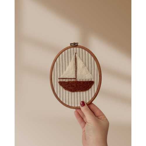 Nursery decor, needle felt decor, needle felt nursery decor, cottage core, vintage nursery, sail boat, boat, nursery boat