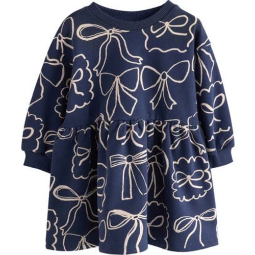 Kids' Bow Cotton Blend Sweatshirt Dress