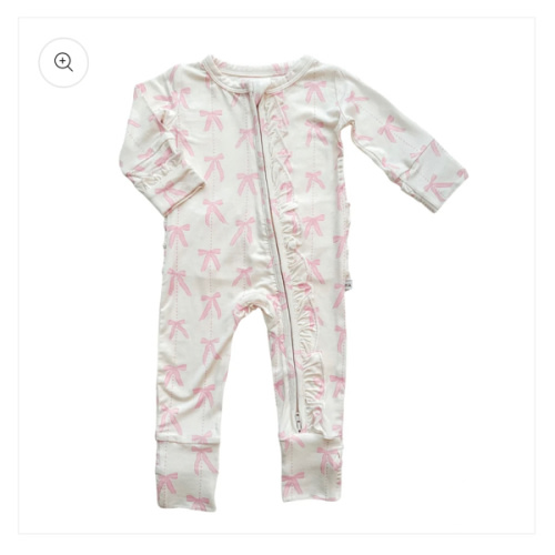 Ruffle Zipper One Piece - Pink Bows - 3-6 Months - Harp Angel Boutique