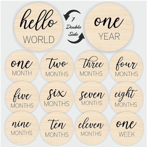 Hello World Newborn Sign, Baby Announcement Sign, Newborn Photography Props, Monthly Baby Milestone, Milestone Marker Discs