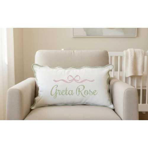 Embroidered Baby Name Pillow, Scalloped Edge Cotton Nursery Decor, Personalized Nursery Pillowcase, Baby Girl Pillow Sham, Custom Baby Gift - Etsy