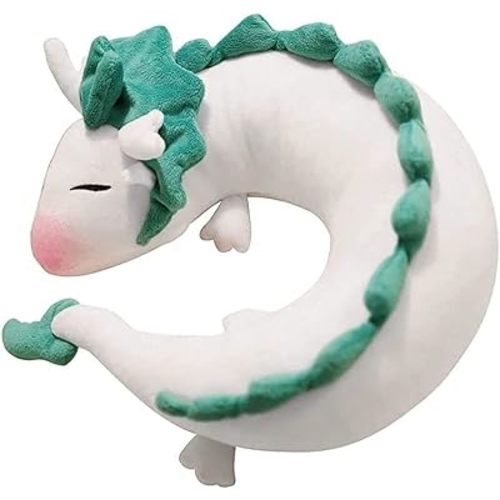 Anime Neck Pillow White Dragon Plush Doll Toy Kids Travel Neck Pillow, Cute Haku Plush for Chrismas Birthday Gift