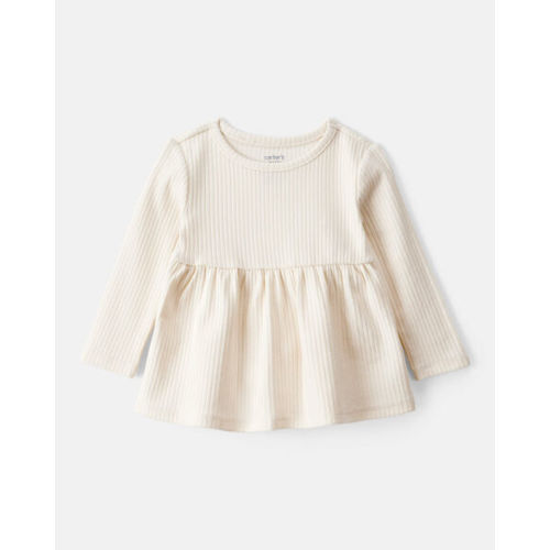 Baby Girl Long-Sleeve Peplum Top - White - Carter's | Carter's