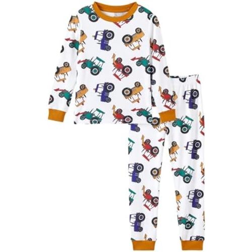 PATPAT Kids 2 Pieces Pajama Sets with Bamboo Viscose,Snug Fit Pjs for Boys,All-Season Comfort Sleepwear, Ages 2-12 Years