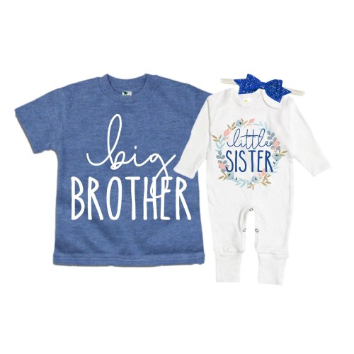 Big Brother/Little Sister Matching Sibling Set. Baby Shower Gift. Take Home Outfit. Matching Sibling Set
