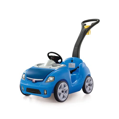 Step2 Whisper Ride II Kids Push Car, Ride-On Car with Seat Belt and Horn, Quick Fold Handle, Stroller Alternative, Toddlers and Preschoolers Ages 18+ Months, Blue