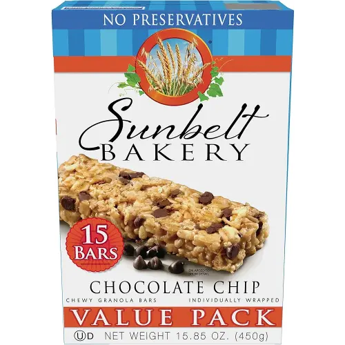 Sunbelt Bakery Chewy Chocolate Chip Granola Bars, 1.1 oz Bars, 15 Count