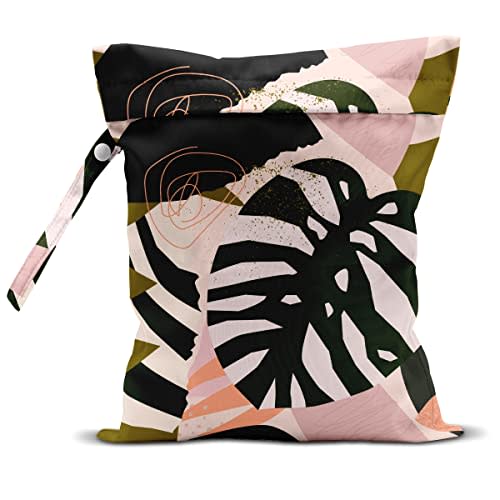 zcyxuuw Wet Dry Bag for Swimsuit, Travel, Beach, Pool, Stroller, Diapers, Dirty Yoga Gym Clothes, Makeup Bag, Waterproof Tropical Palm Leaves Decor Jungle Palm Leaf Favors