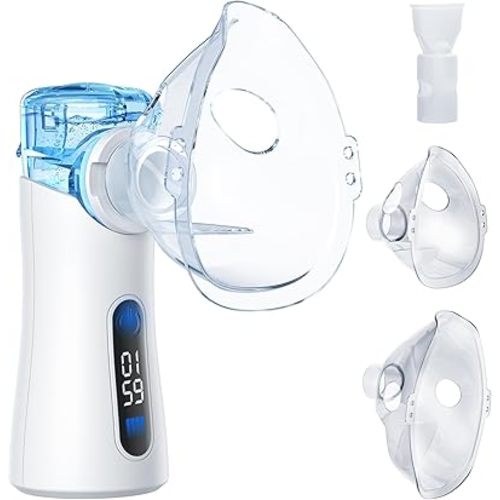Nebulizer for Adults and Kids, Portable Handheld Nebulizer, with LED Display, Adjustable Modes, USB-C Rechargeable Mesh Nebulizer, Silent Operation, Suitable for Home, Office and Travel