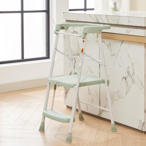 Ebern Designs Kids Step Stool 2 Steps, Toddler Tower for Kitchen Counter Learning, Toddler Kitchen Stool Helper with Anti-Drop Safty Railing Kids Standing Folding Stepper | Wayfair