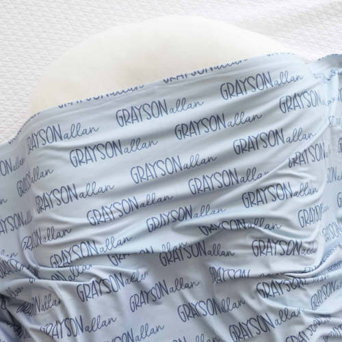 Personalized Baby Name Swaddle Blanket Font Duo | Best Selling Blues