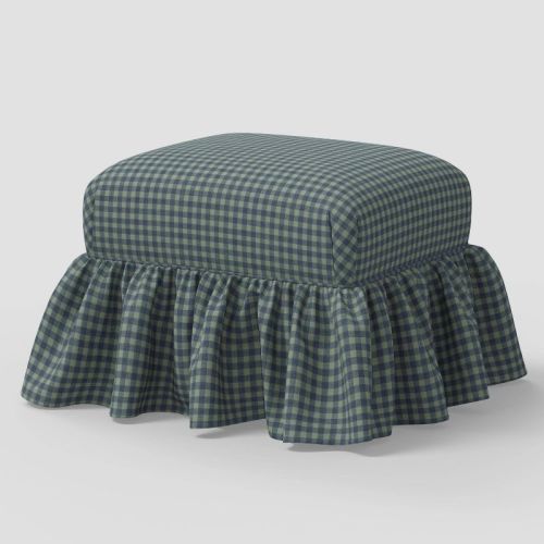 Ruffle Skirt Ottoman Whitaker Gingham Spruce - Threshold™ designed with Studio McGee