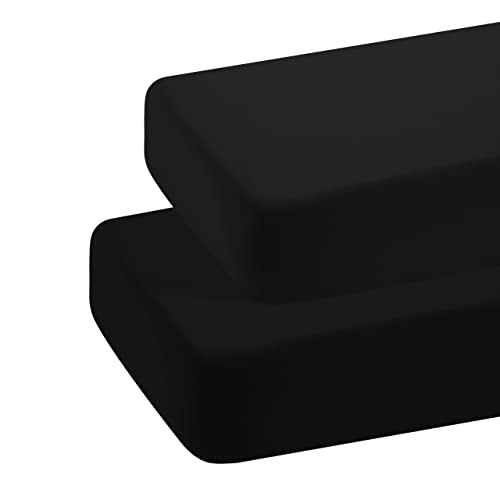 BEDSUM Microfiber 2 Pack Toddler Fitted Crib Sheets, Super Soft and Cozy Baby Sheets for Standard Crib and Toddler Mattresses, 28x52 Inches, Black