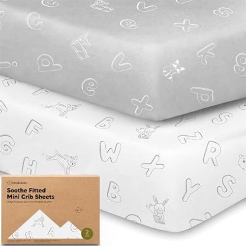 2pk Mini Crib Sheets Fitted 38x26 Pack N Play Mattress Sheet (ABC Land)