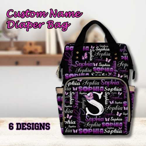 Personalized Name Diaper Backpack, Waterproof Nylon Baby Bag,Baby Shower Gift