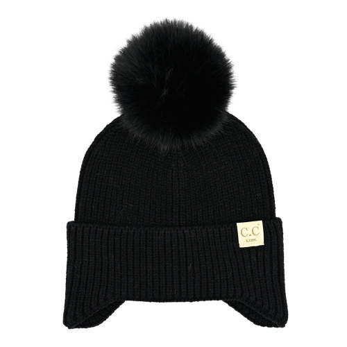 CC Toasty and Warm Pom Ear Flap Kids Beanie - Soft, Warm Hats for Babies and Toddlers - Cozy Winter Wear