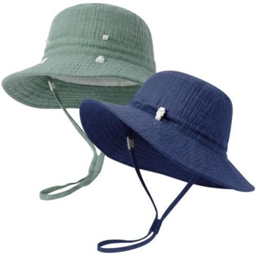 Play Tailor 2 Pack Newborn Baby Sun Hat Breathable Muslin Cotton Cap 0-24M