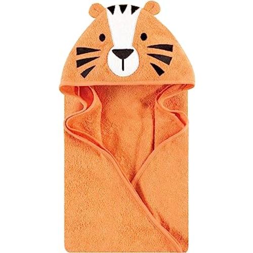Hudson Baby Unisex Baby Cotton Animal Face Hooded Towel, Tiger, One Size