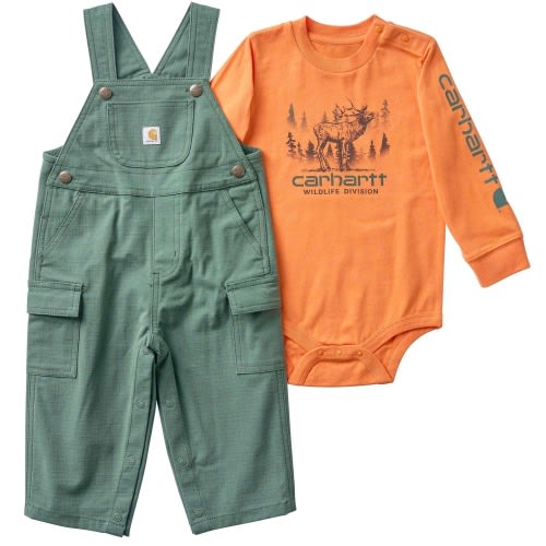Boys' 2-Piece Long Sleeve Bodysuit & Ripstop Overall Set (Baby)