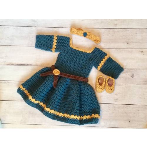 Crochet Princess Merida Baby Costume Set