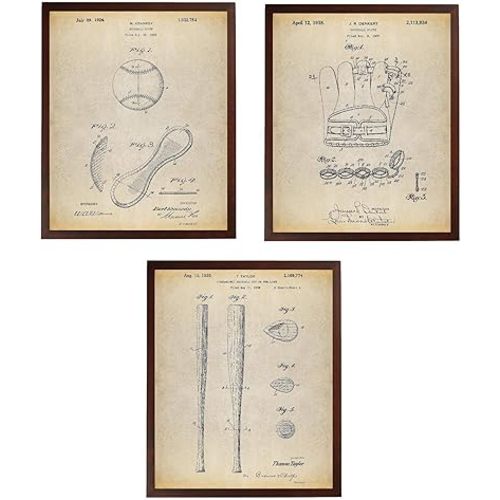 Baseball Patent Poster Art Prints Series Set 3 Baseball Decor Coach Bat Sports Wall Art TNP34