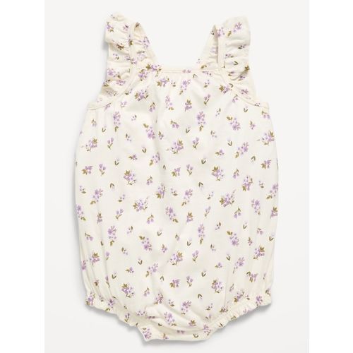 Printed Sleeveless Ruffle-Trim Romper for Baby
