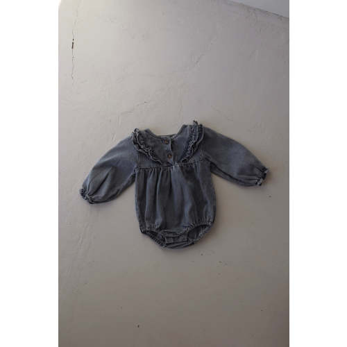 Denim Romper | Ruffle