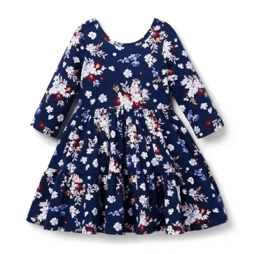 Girl Merchant Marine Floral The Everyday 3/4 Sleeve Dress by Janie and Jack