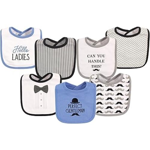 Hudson Baby Unisex Baby Cotton Bibs, Gentlemen, One Size