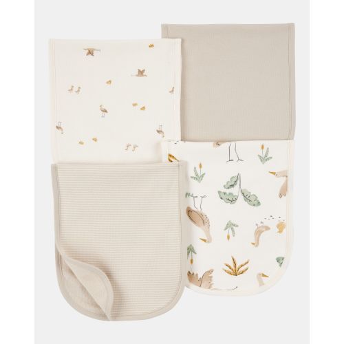 Baby 4-Pack Burp Cloths - Ivory/Brown