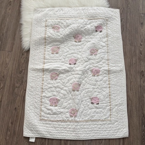 Pottery Barn Kids Baby Quilt Lamb Pink