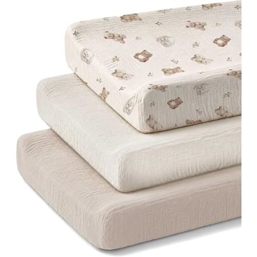 Changing Pad Covers 3 Pack, 32"x16" Muslin Baby Changing Table Pad Covers