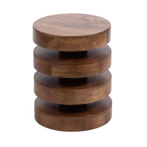 Kate and Laurel Omar Round Side Table, 14x14x18, Walnut Brown