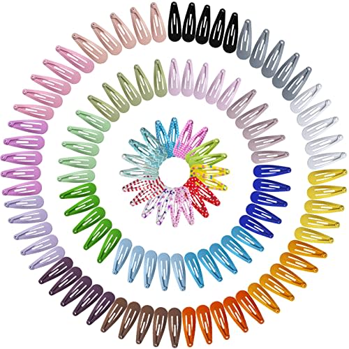 SLYFTE Premium Snap Mini Hair Clips, 120PCS Kids Barrettes Metal Non Slip Hair Bow Clips for Girls Toddlers Hair Accessories(1.2 Inch 30 colors)