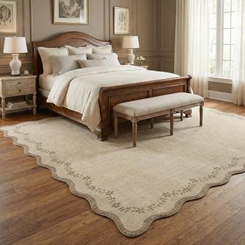 GarveeHome 6x9 Scalloped Area Rug Soft Washable Rug for Living Room Bedroom