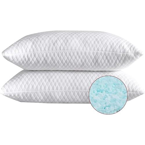 NTCOCO Shredded Memory Foam Bed Pillows for Sleeping Queen Size Set of 2,with Washable Removable Hypoallergenic Sleep Pillow for Back and Side Sleeper