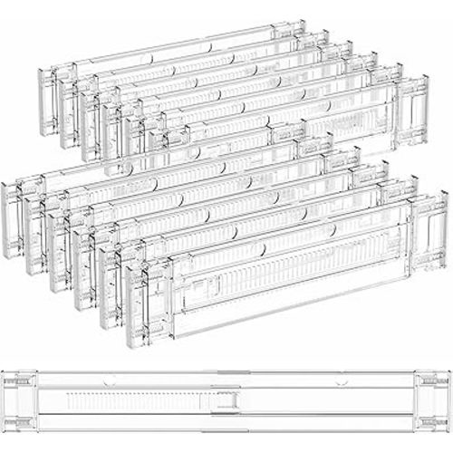 12 Pack Clear Expandable Deep Drawer Separators From 15 to 21'' - 3.2 Inch Tall Acrylic Drawer Dividers for Clothes,Dresser Drawer Dividers for Dresser,Baby Nursery,Clothing,Sock or Underwear