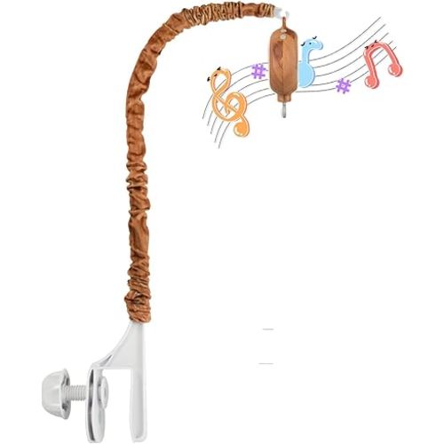Crib Mobile Arm with Music Box - Imitation Wood - 24 Inch Mobile Arm for Crib - Crib Mobile Motor Battery Operated - Volume Control - 12 Lullabies - Crib Toys Attachments - Holder for DIY Clamp Mobile