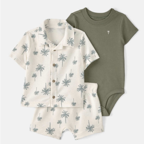 Baby Boy 3-Piece Palm Tree Outfit Set - White/Green | Carter's