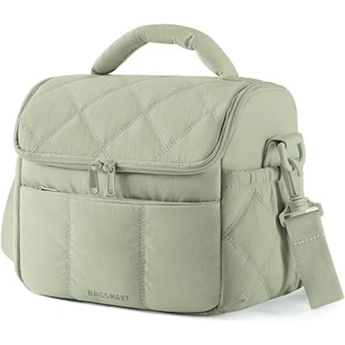BAGSMART Insulated Lunch Bags for Women, Cute Quilted Lunch Box, Sage Green