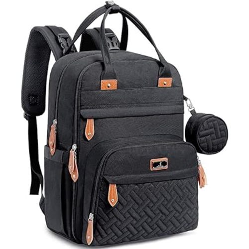 BabbleRoo Diaper Bag Backpack - Baby Essentials Travel Tote - Multi Function Water Resistant Diaper Bag, Travel Essentials Baby Bag with Changing Pad, Stroller Straps & Pacifier Case - Unisex, Black